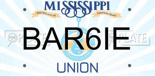 BAR6IE Mississippi License Plate