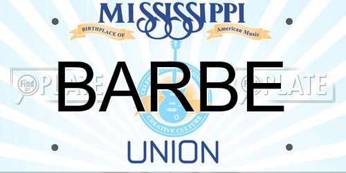 BARBE Mississippi License Plate