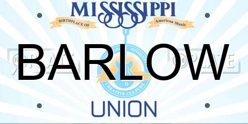 BARLOW Mississippi License Plate