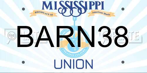 BARN38 Mississippi License Plate
