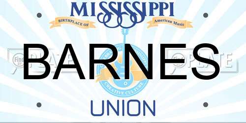 BARNES Mississippi License Plate