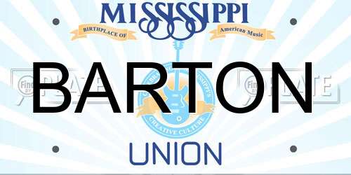 BARTON Mississippi License Plate