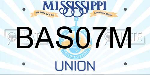BAS07M Mississippi License Plate