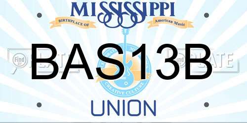 BAS13B Mississippi License Plate