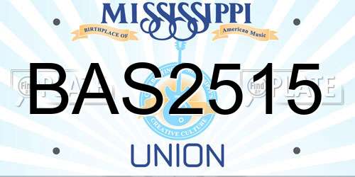 BAS2515 Mississippi License Plate