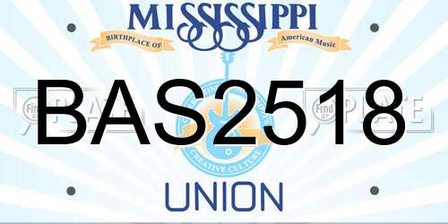 BAS2518 Mississippi License Plate