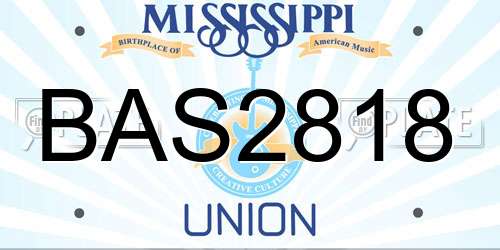 BAS2818 Mississippi License Plate