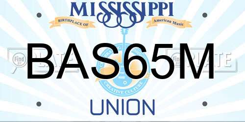 BAS65M Mississippi License Plate