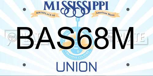 BAS68M Mississippi License Plate