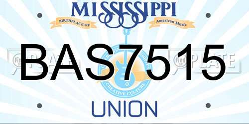 BAS7515 Mississippi License Plate