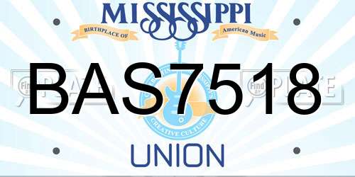 BAS7518 Mississippi License Plate