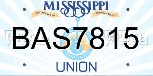 BAS7815 Mississippi License Plate