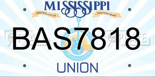 BAS7818 Mississippi License Plate