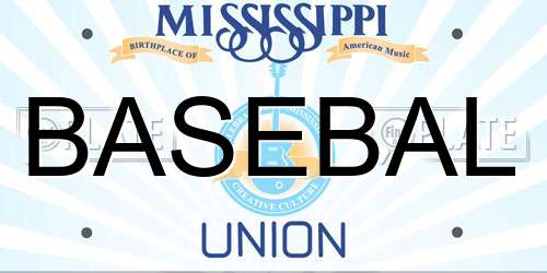 BASEBAL Mississippi License Plate