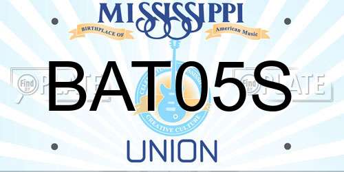 BAT05S Mississippi License Plate