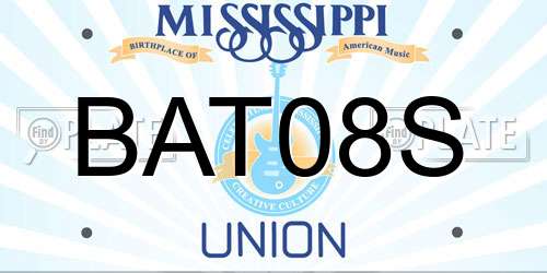 BAT08S Mississippi License Plate