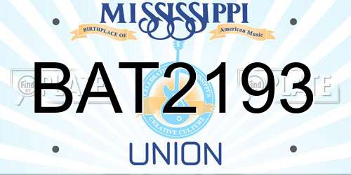 BAT2193 Mississippi License Plate