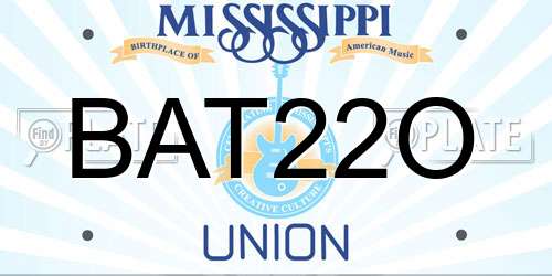BAT22O Mississippi License Plate