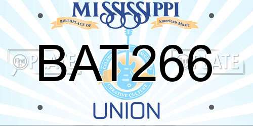 BAT266 Mississippi License Plate