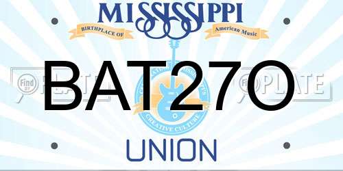 BAT27O Mississippi License Plate