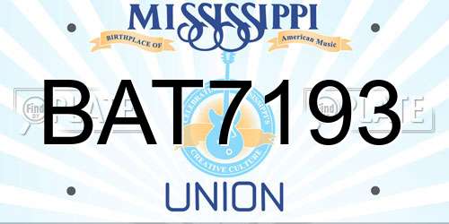 BAT7193 Mississippi License Plate