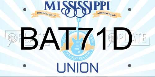 BAT71D Mississippi License Plate