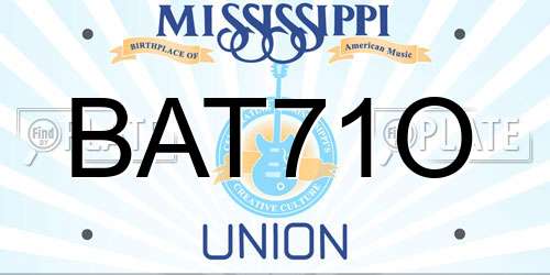 BAT71O Mississippi License Plate
