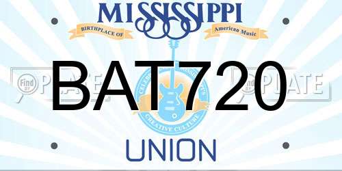 BAT720 Mississippi License Plate