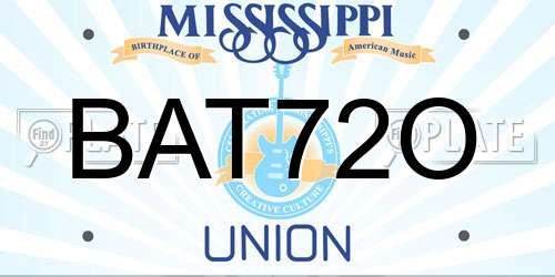 BAT72O Mississippi License Plate