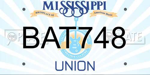 BAT748 Mississippi License Plate