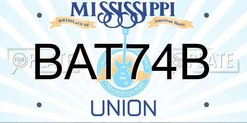 BAT74B Mississippi License Plate