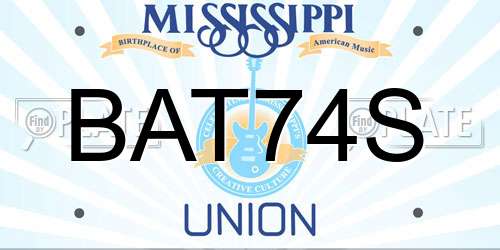 BAT74S Mississippi License Plate