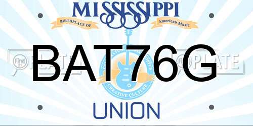 BAT76G Mississippi License Plate