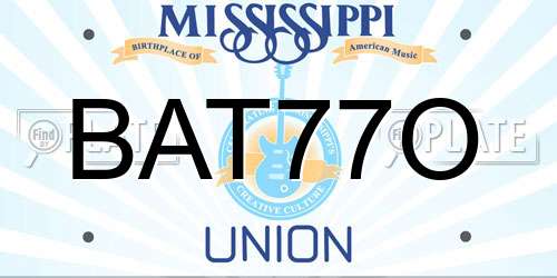 BAT77O Mississippi License Plate