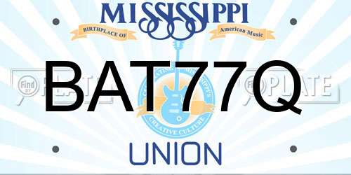 BAT77Q Mississippi License Plate
