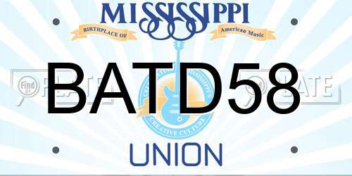 BATD58 Mississippi License Plate