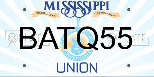 BATQ55 Mississippi License Plate