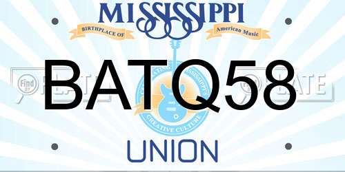 BATQ58 Mississippi License Plate
