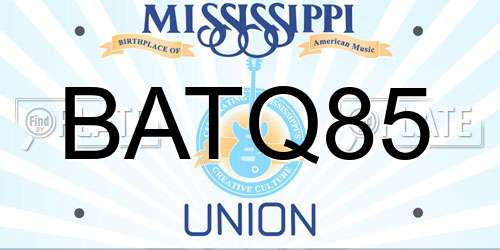 BATQ85 Mississippi License Plate