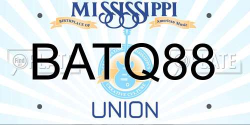 BATQ88 Mississippi License Plate
