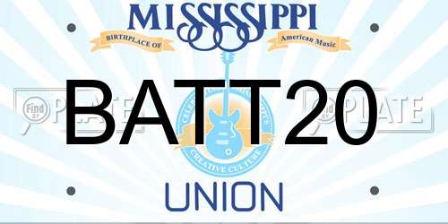 BATT20 Mississippi License Plate