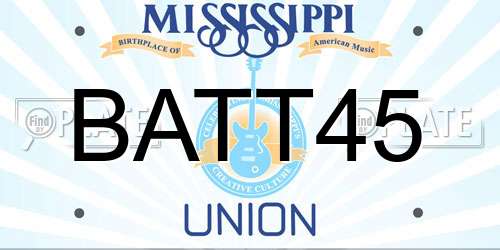 BATT45 Mississippi License Plate