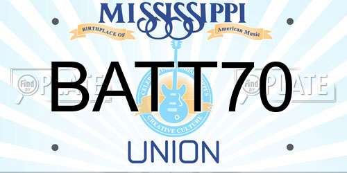 BATT70 Mississippi License Plate