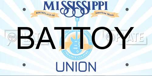 BATTOY Mississippi License Plate