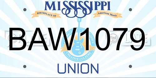 BAW1079 Mississippi License Plate