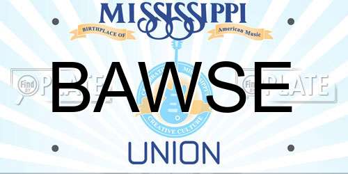 BAWSE Mississippi License Plate
