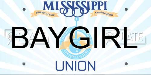 BAYGIRL Mississippi License Plate