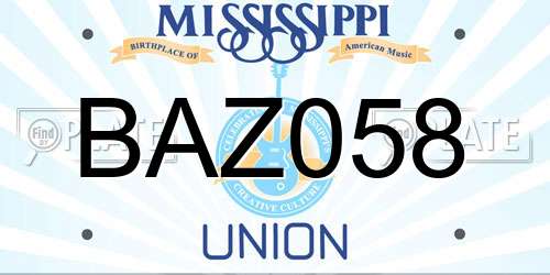 BAZ058 Mississippi License Plate