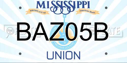 BAZ05B Mississippi License Plate