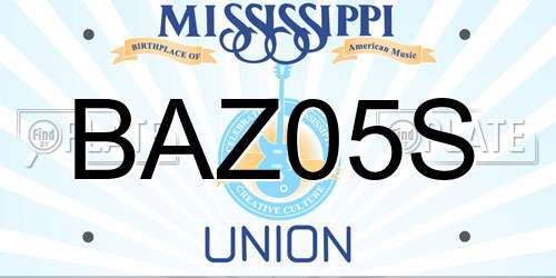 BAZ05S Mississippi License Plate